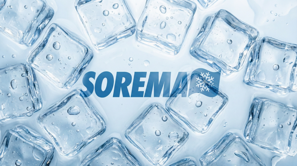 Eiswürfel mit Sorema Logo